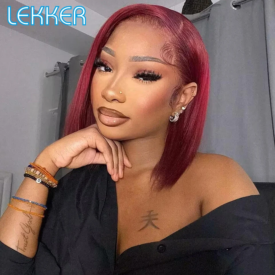 Lekker Ombre 99j Burg Red Short Straight Bob 13x6x1 Lace Front Human Hair Wigs For Women Glueless Brazilian Remy Hair Colored
Lekker Ombre 99j Burg Red Short Straight Bob 13x6x1 Lace Front Human Hair Wigs For Women Glueless Brazilian Remy Hair Colored