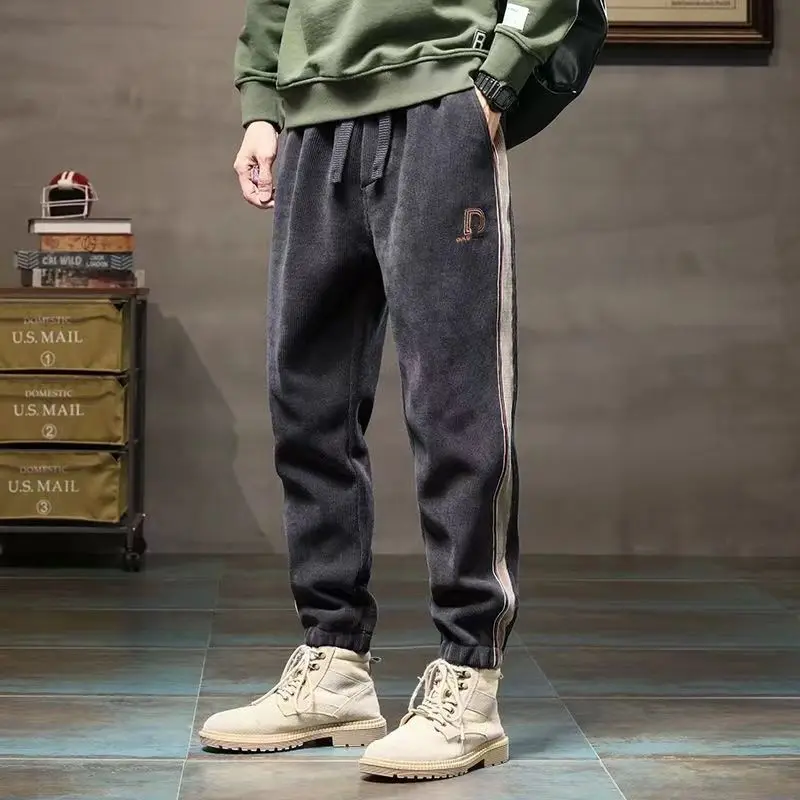 

Harem Men's Casual Pants Streetwear Trousers Male Corduroy Sweatpants Korean Style Baggy Plain Flated New Items In Sport Goth L