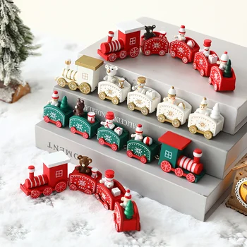 Wooden Train Christmas Ornament Merry Christmas Decoration For Home Table 2023 Xmas Gifts Noel Natal Navidad Happy New Year 2022