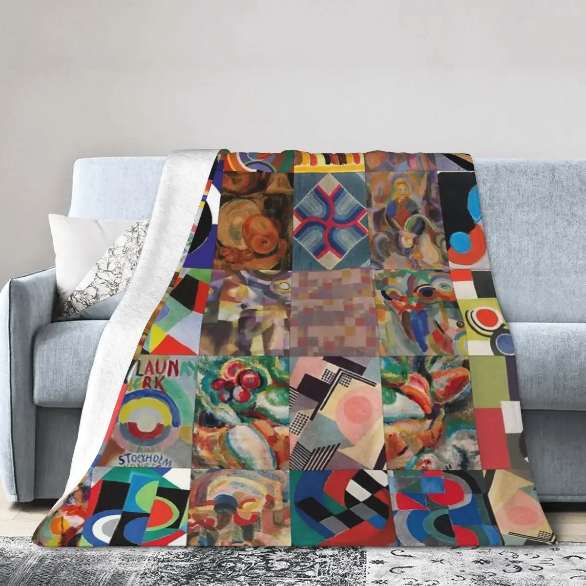 

Flannel Throw Blanket Sonia Delaunay Blankets Soft Bedspread Warm Plush Blanket for Bed Living room Picnic Travel Home Couch