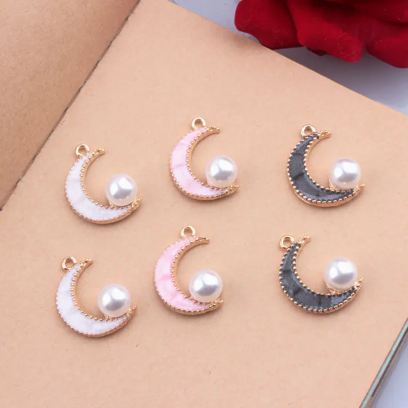 10pcs/lot Trendy Moon With Imitation Pearl Gold-colour Enamel Charms Pendant Braclets Jewelry Finding DIY Craft
10pcs/lot Trendy Moon With Imitation Pearl Gold-colour Enamel Charms Pendant Braclets Jewelry Finding DIY Craft