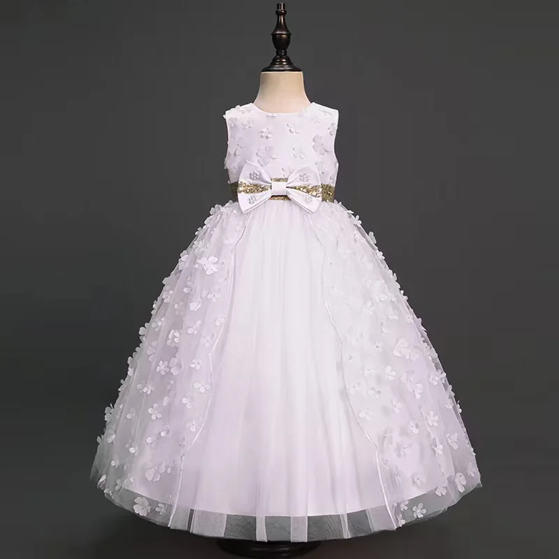 Summer Formal Sequin Bow Flower Kids Long Dress For Girls Children Sleeveless Costume Elegant Party Wedding First Communion Gown 
Summer Formal Sequin Bow Flower Kids Long Dress For Girls Children Sleeveless Costume Elegant Party Wedding First Communion Gown