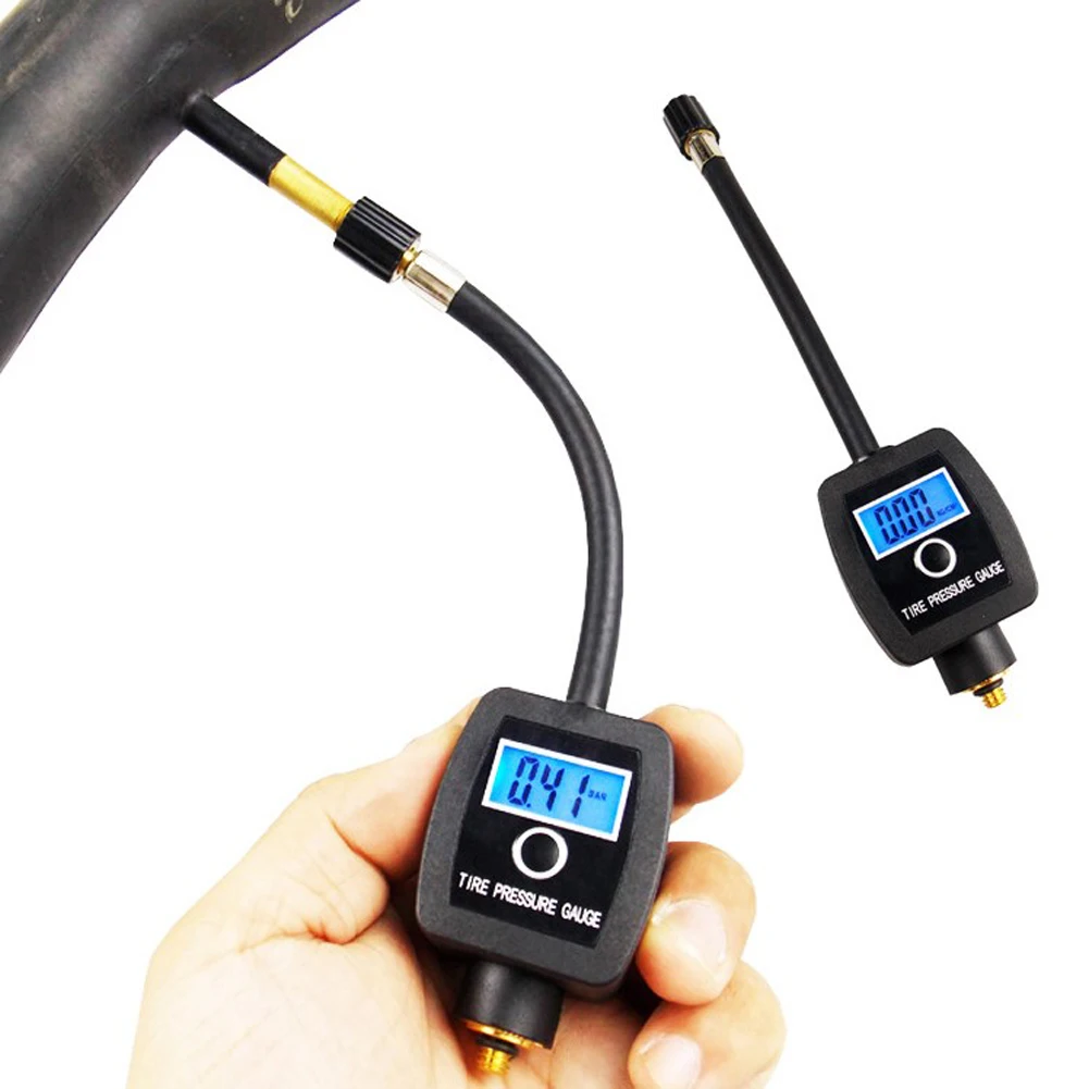 

Bike Bicycle Digital Tyre Pressure Gauge For Schrader-and-Presta Valves 4 Modes Battery Digital Display PSI Bar KG Cm2 KPa
