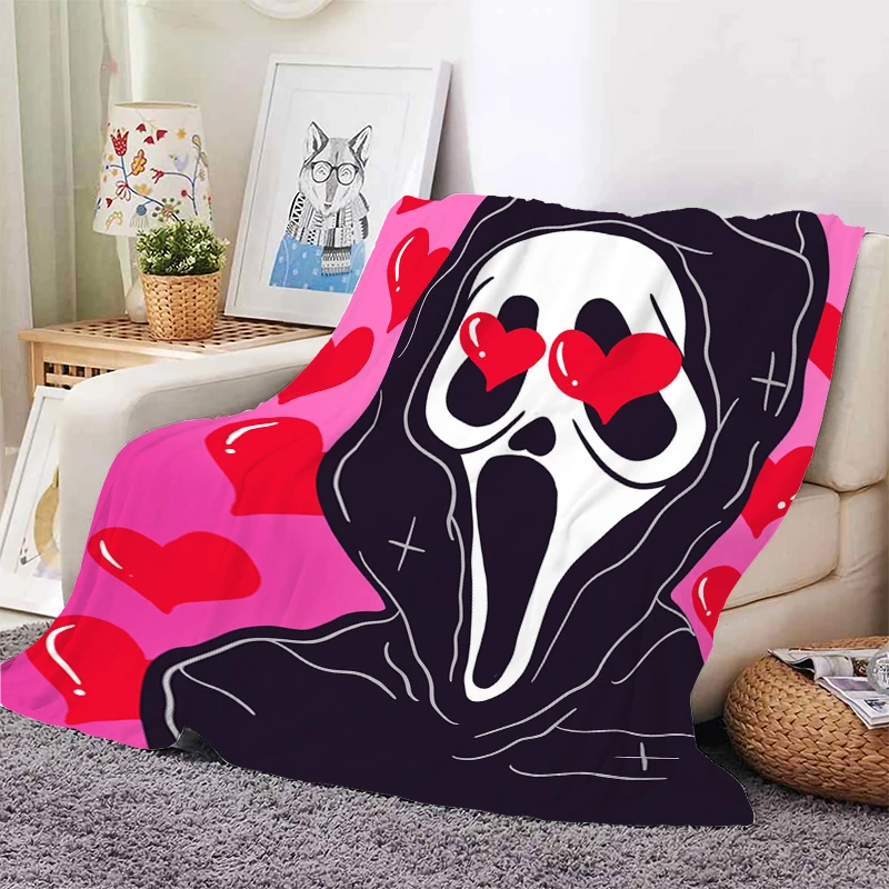 

Blanket Sofa Pink G-Ghostfaces Warm Bed Fleece Camping Custom Nap Fluffy Soft Blankets for Winter Microfiber Bedding King Size