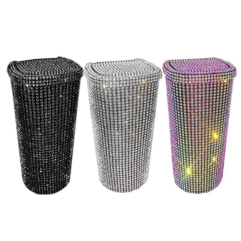 

Glitter Car Trash Can Car Garbage Can Bling Rhinestone With Lid Car Trash Can Front Seat Car Accessories Mini Bling Trash Can