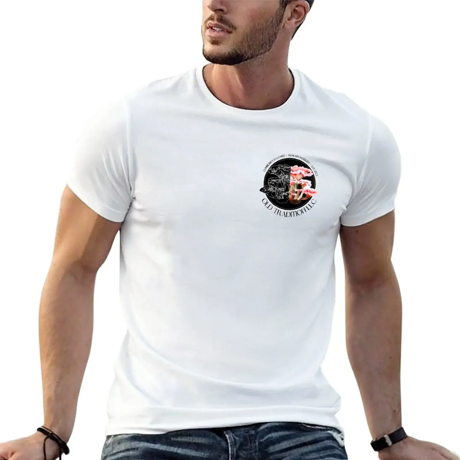 

Мужская футболка с логотипом старой традиции ООО (темный текст)