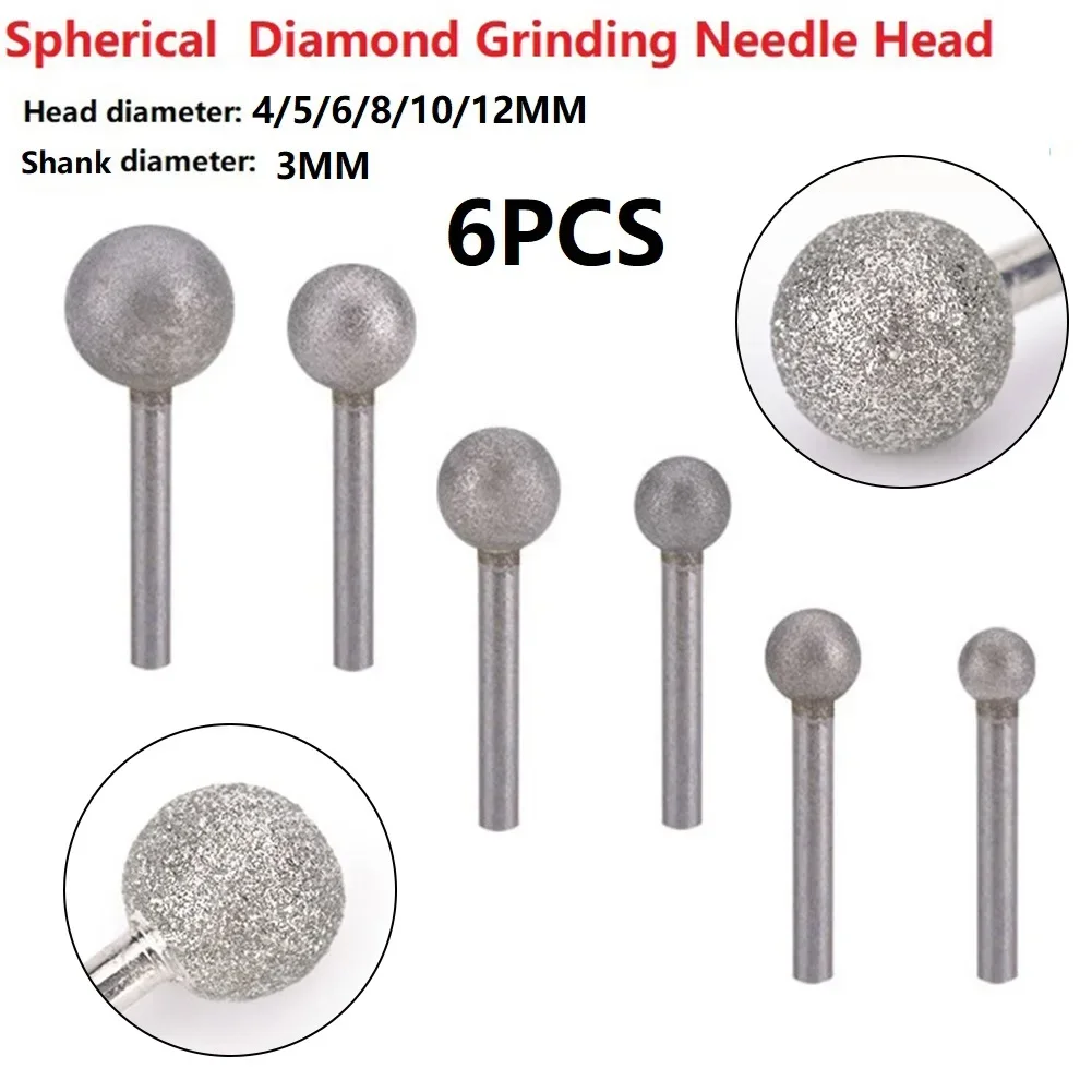 6Pcs Diamond Round Ball Burr Drill Bit Set For Carving Engraving Drilling 4-12mm Spherical Emery Grinding Head
6Pcs Diamond Round Ball Burr Drill Bit Set For Carving Engraving Drilling 4-12mm Spherical Emery Grinding Head