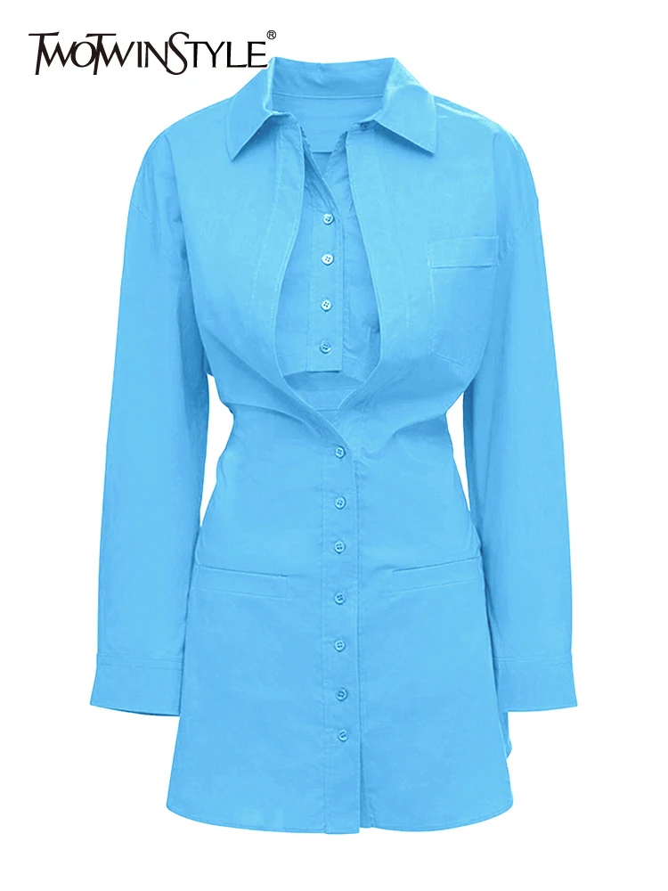 Женское однобортное платье TWOTWINSTYLE, свободное однотонное Повседневное платье-блузка с длинными рукавами и отложным воротником, 2023
Женское однобортное платье TWOTWINSTYLE, свободное однотонное Повседневное платье-блузка с длинными рукавами и отложным воротником, 2023