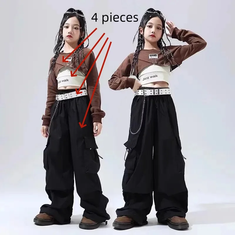 

Hip-hop Children's Fashionable Clothes Hiphop Girls Jazz Dancing Workwear Navel Show Suit Model Show Performance Suit