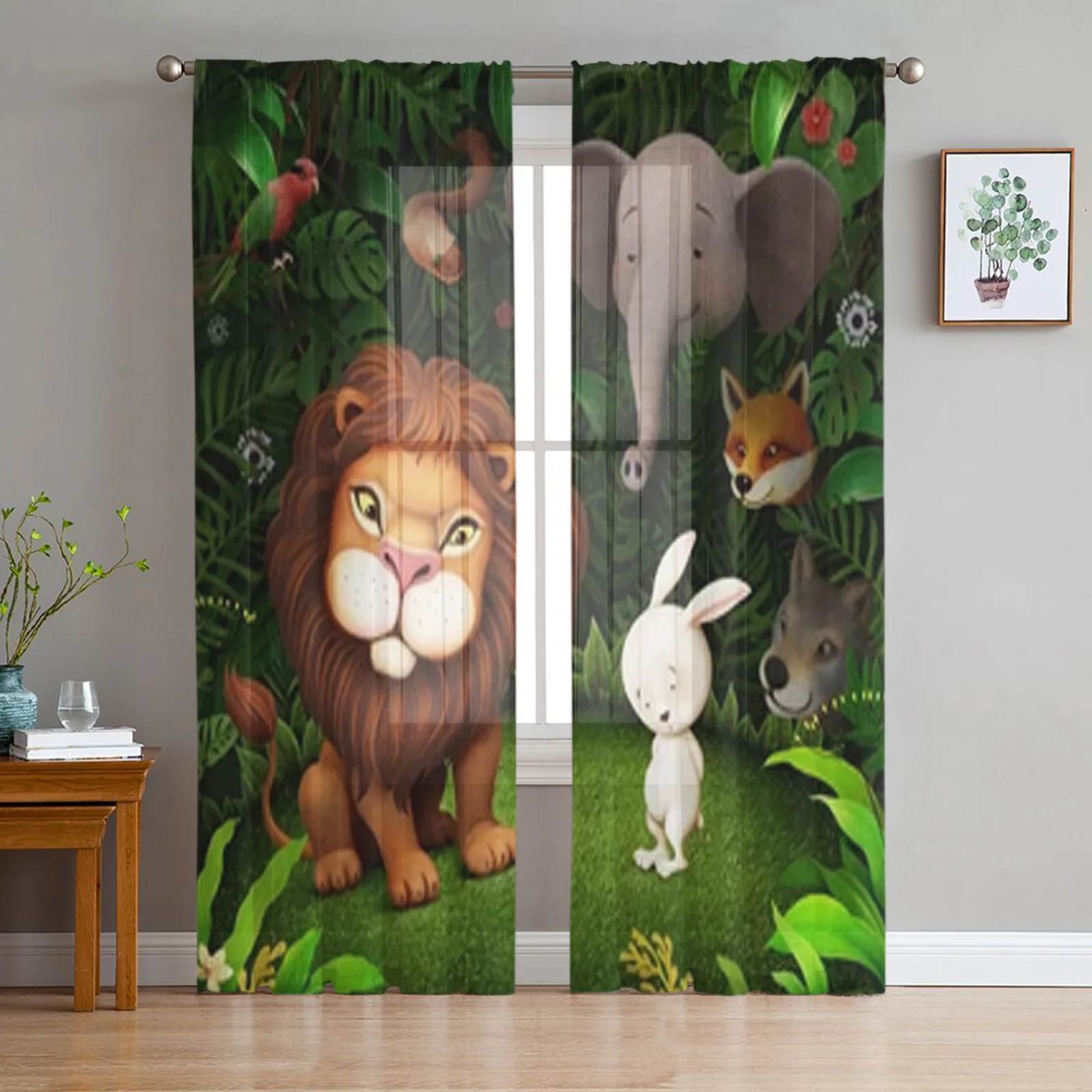 Lion In The Jungle Sheer Window Curtains For Living Room Bedroom Modern Voile Tulle Curtains Fabric Drapes For Kitchen
Lion In The Jungle Sheer Window Curtains For Living Room Bedroom Modern Voile Tulle Curtains Fabric Drapes For Kitchen