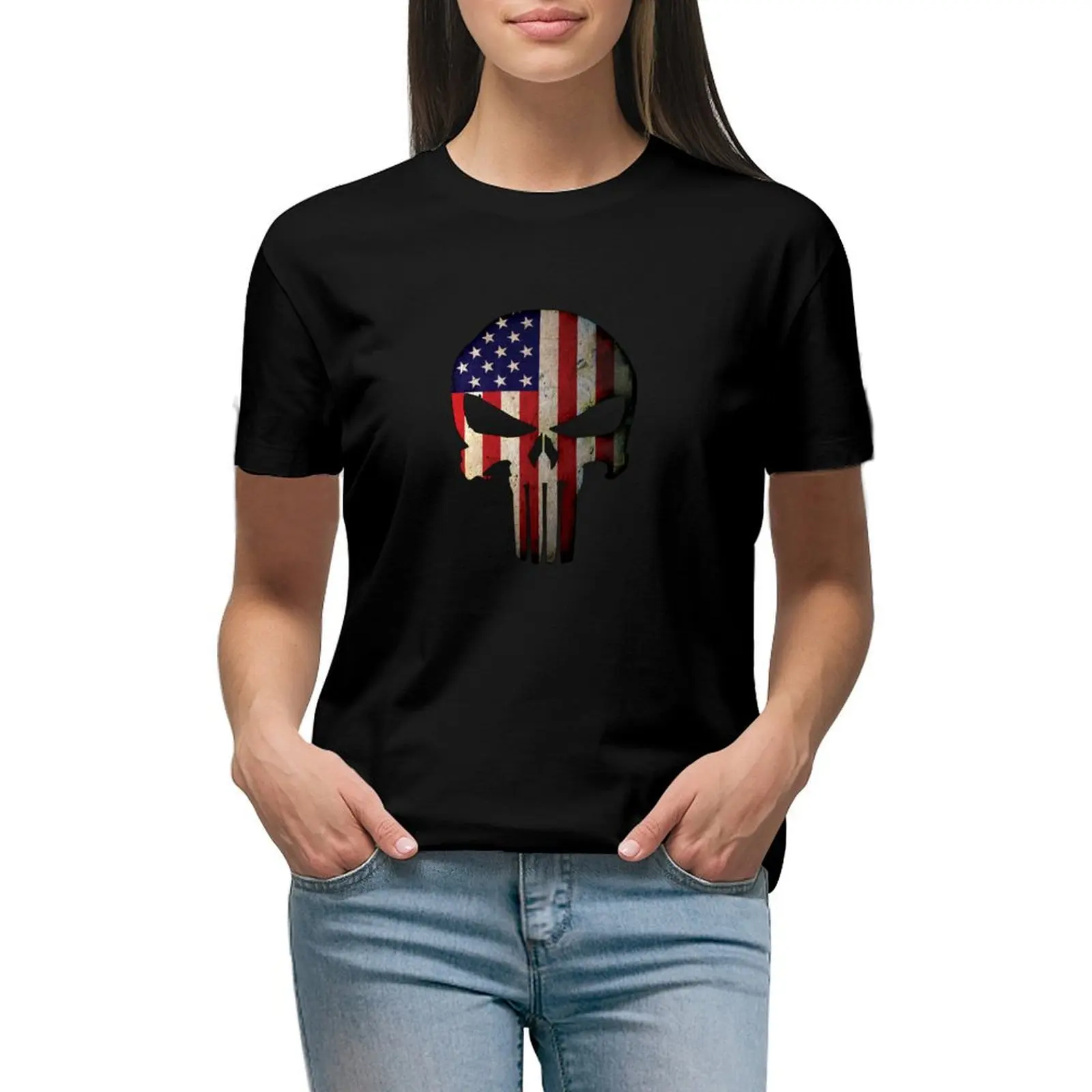 American Flag Skull T-Shirt quick-drying summer tops sports fans clothes for Women
American Flag Skull T-Shirt quick-drying summer tops sports fans clothes for Women