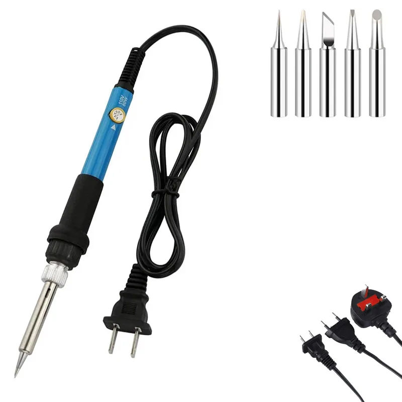 

Adjustable Temperature Electric Soldering Iron 220V 110V 60W Welding Solder Rework Station Blue Heat Pencil Tips Repair Tools