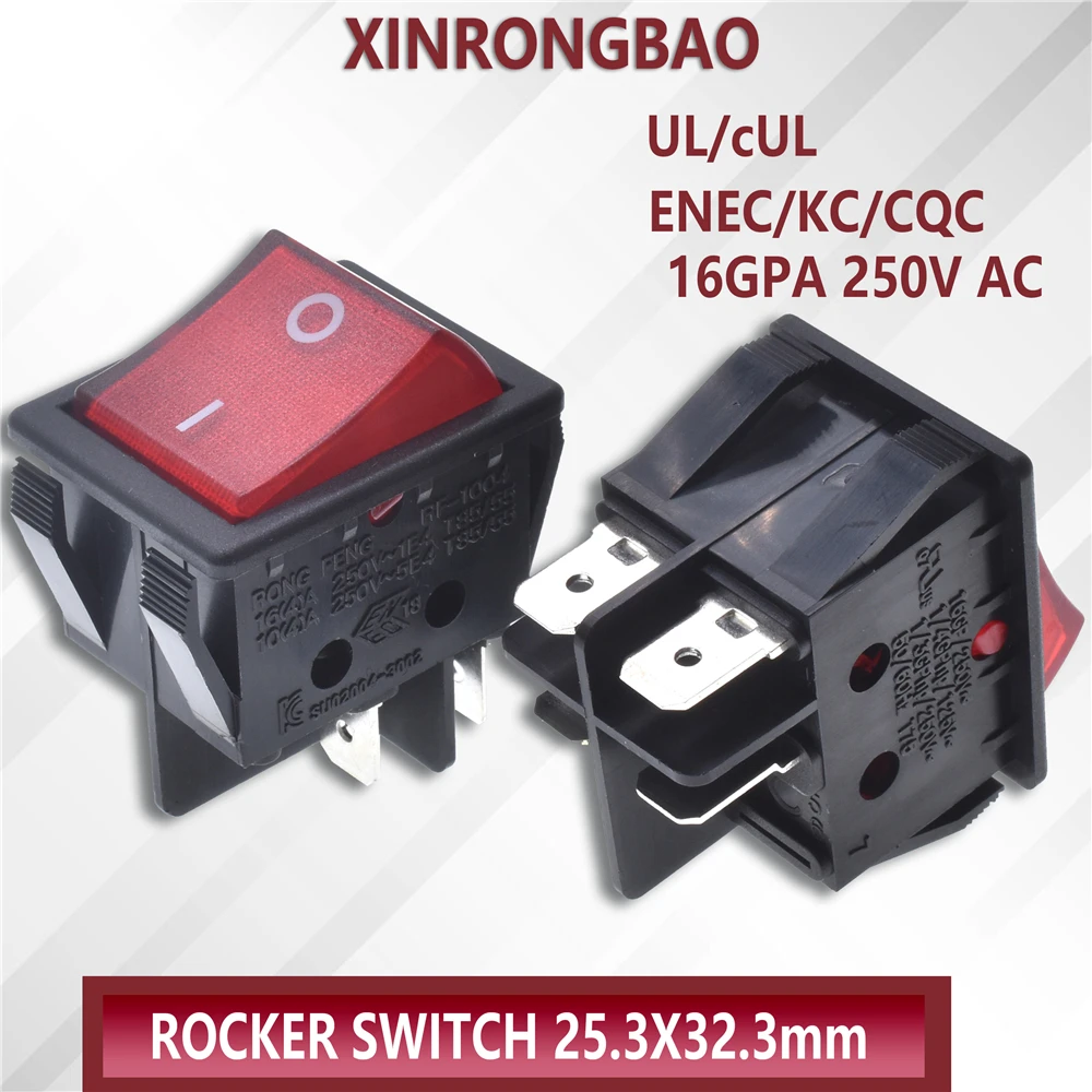 superior quality Latching Rocker Switch Power Switch I/O 4/6 Pins with Light 16A 250VAC 16A RF red light AC KCD4 ENEC/KC/CQC/UL
superior quality Latching Rocker Switch Power Switch I/O 4/6 Pins with Light 16A 250VAC 16A RF red light AC KCD4 ENEC/KC/CQC/UL