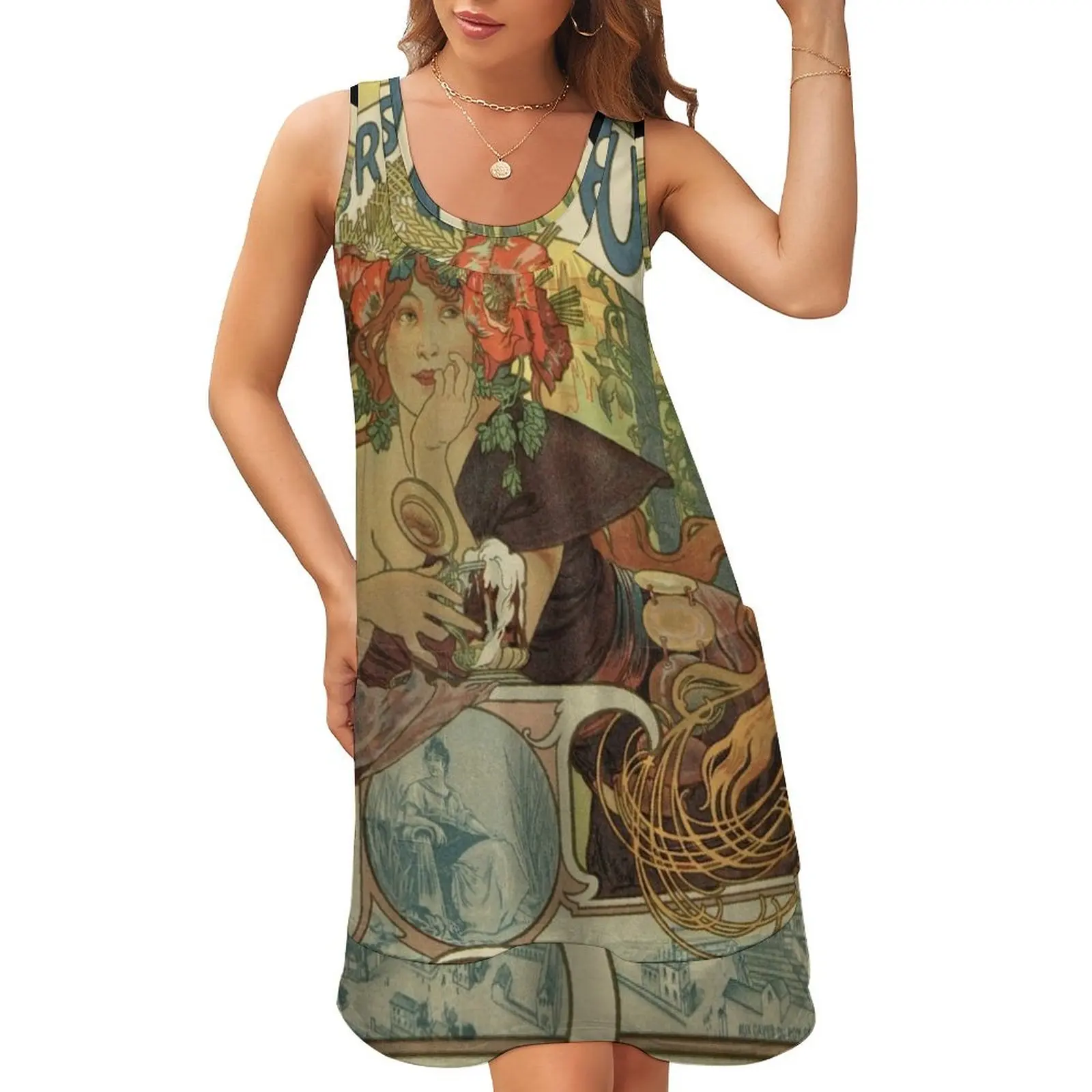 Alfons Mucha art nouveau beer ad Sleeveless U-Neck Fake Two Piece Dress dresses for women
Alfons Mucha art nouveau beer ad Sleeveless U-Neck Fake Two Piece Dress dresses for women