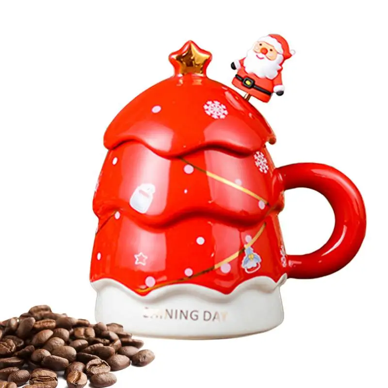 

Christmas Tree Mug Drinkware Party Decoration Coffee Cup With Lid Santa Spoon Milk Cup Cute Mugs Or Tea And Hot Cocoa Lovers