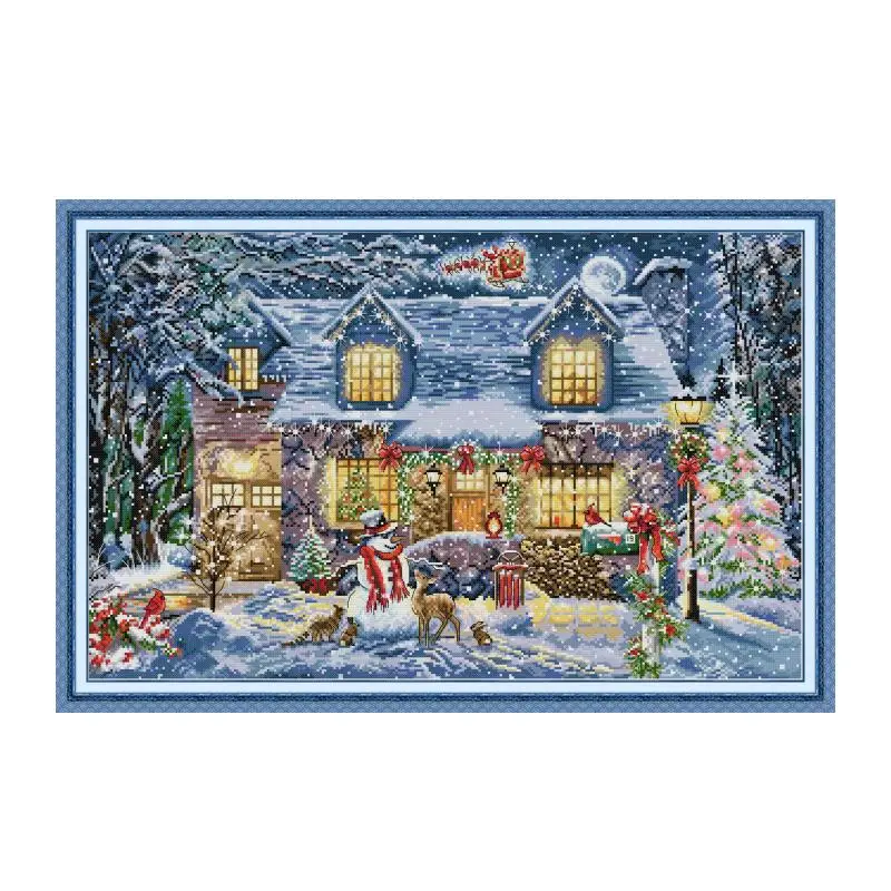 

Winter Landscape Patterns Counted DIY Wholesale 11CT 14CT Stamped DMC Cross Stitch Sits Embroidery Kits Needlework Home Decor
