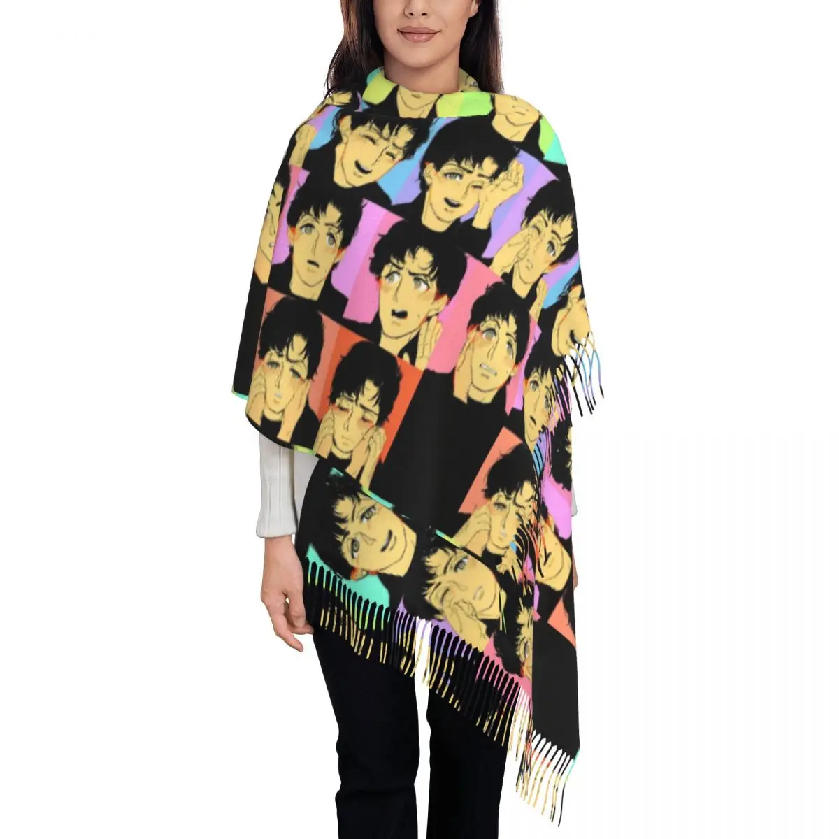 Женский шарф с рисунком B-Beatless, забавный головной убор с кисточкой, Осенние разноцветные шарфы с рисунком 
Женский шарф с рисунком B-Beatless, забавный головной убор с кисточкой, Осенние разноцветные шарфы с рисунком