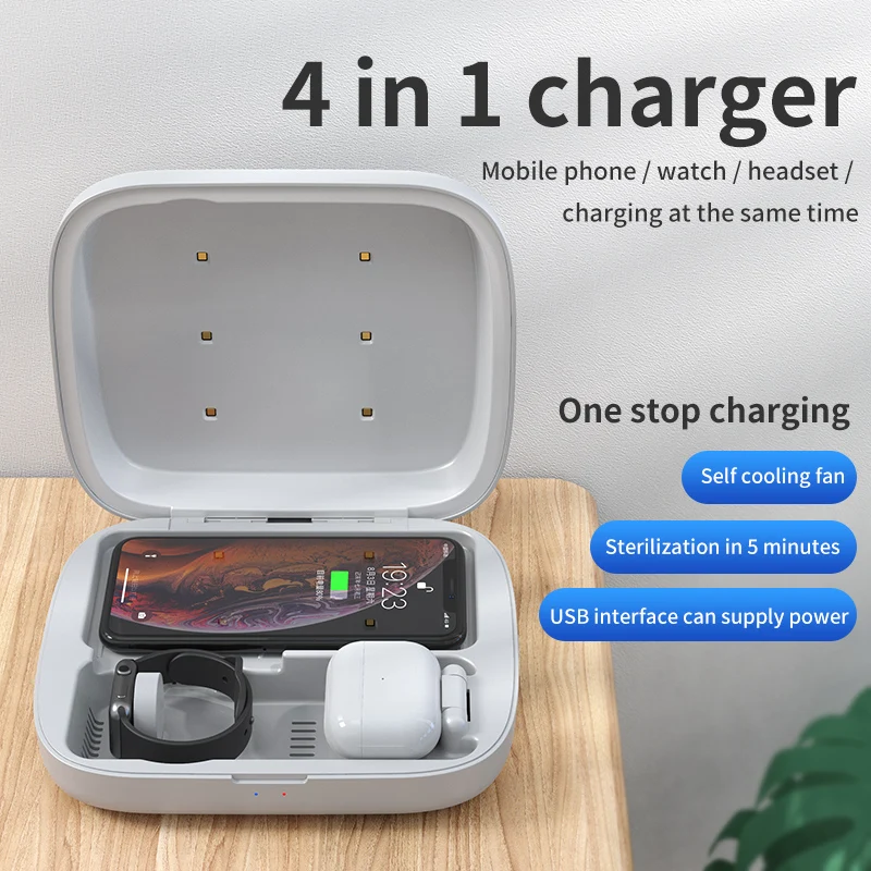 The new N34 wireless charging disinfection box of four and is suitable for the apple mobile phone watch earpiece disinfection
The new N34 wireless charging disinfection box of four and is suitable for the apple mobile phone watch earpiece disinfection