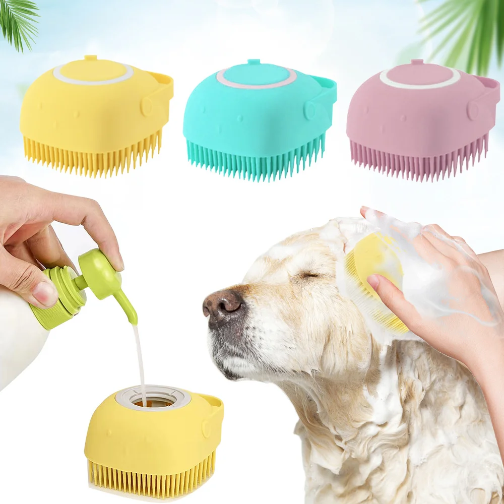 

Pet Silicone Massager Bath Brush Bathroom Puppy Cat Massage Comb Grooming Shampoo Shower Brush For Bathing Soft Brushes For Dogs