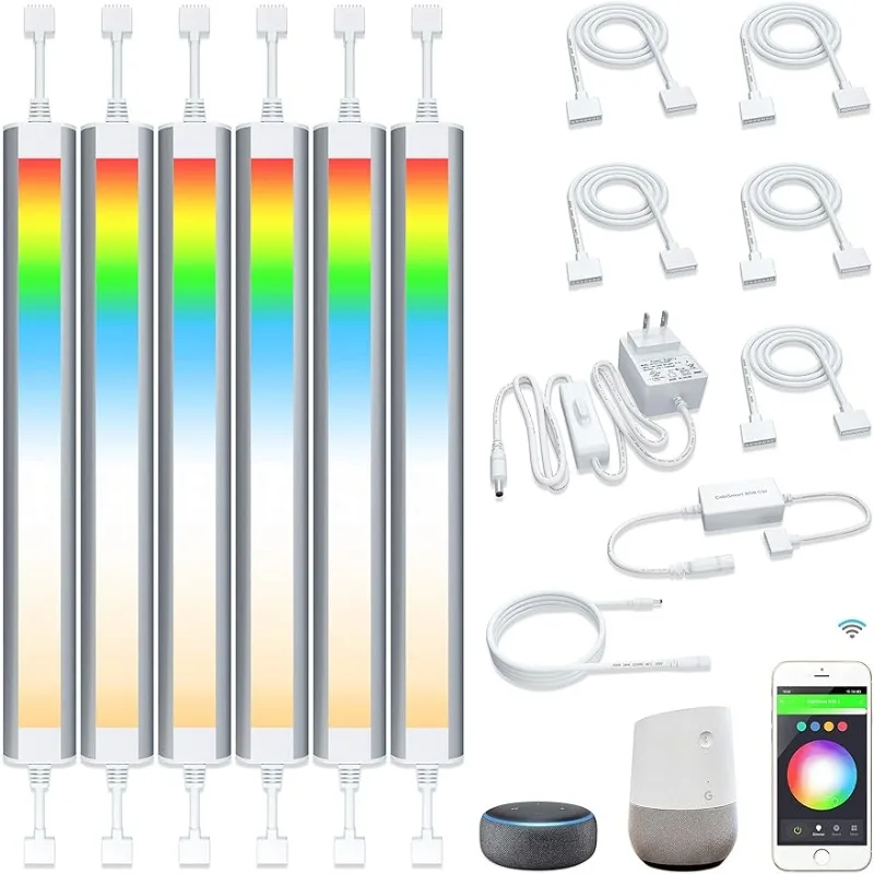 Smart Under Cabinet Lighting Strip Lights White & Color Changing Dimmable Work with Phone App, RGB Multi Colored Lamp
Smart Under Cabinet Lighting Strip Lights White & Color Changing Dimmable Work with Phone App, RGB Multi Colored Lamp