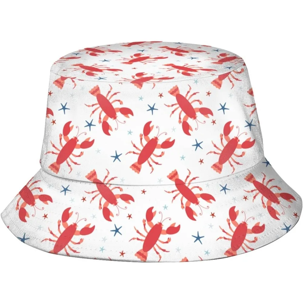 

Cute Lobster Fisherman Cap Hip Hop Gorras Summer Unisex Printing Bucket Hat Outdoor Gardening Beach Camping Hiking Fishing Caps