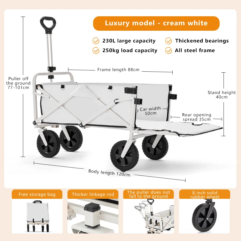 

Outdoor foldable hand pushed wildlife carts Camping ground Trailer pull rod Rear small carts Camping Aircraft wheeled carts