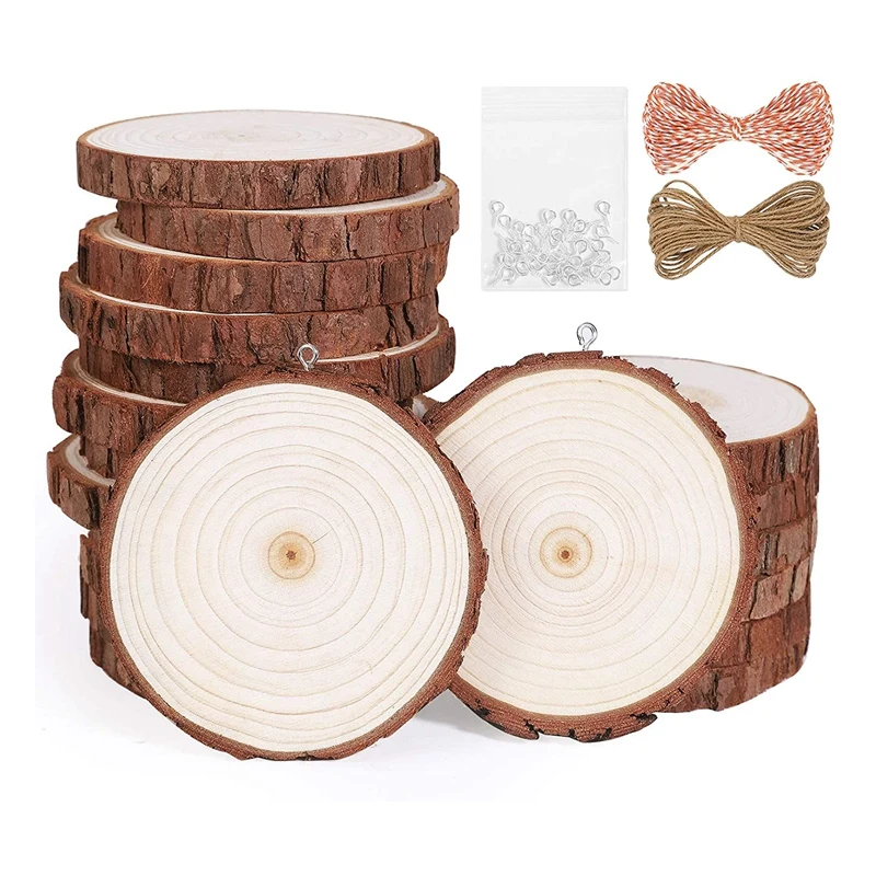 

Natural Wood Slices 20Pcs Unfinished Wood Kit,For Crafts Christmas Ornaments Wedding DIY Crafts
