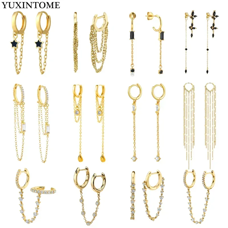 Women 925 Sterling Silver Ear Needle Double Chain Hoop Earrings Crystal Tassel Earrings Fashion Party Wedding Jewelry Gift 2022
Women 925 Sterling Silver Ear Needle Double Chain Hoop Earrings Crystal Tassel Earrings Fashion Party Wedding Jewelry Gift 2022