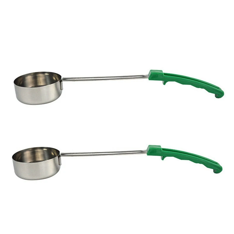 

Hot 2X Pizza Spread Sauce Ladle Rubber Handle Flat Bottom Kitchen Cooking Spoon Stainless Steel Measuring Stir Soup Spoon