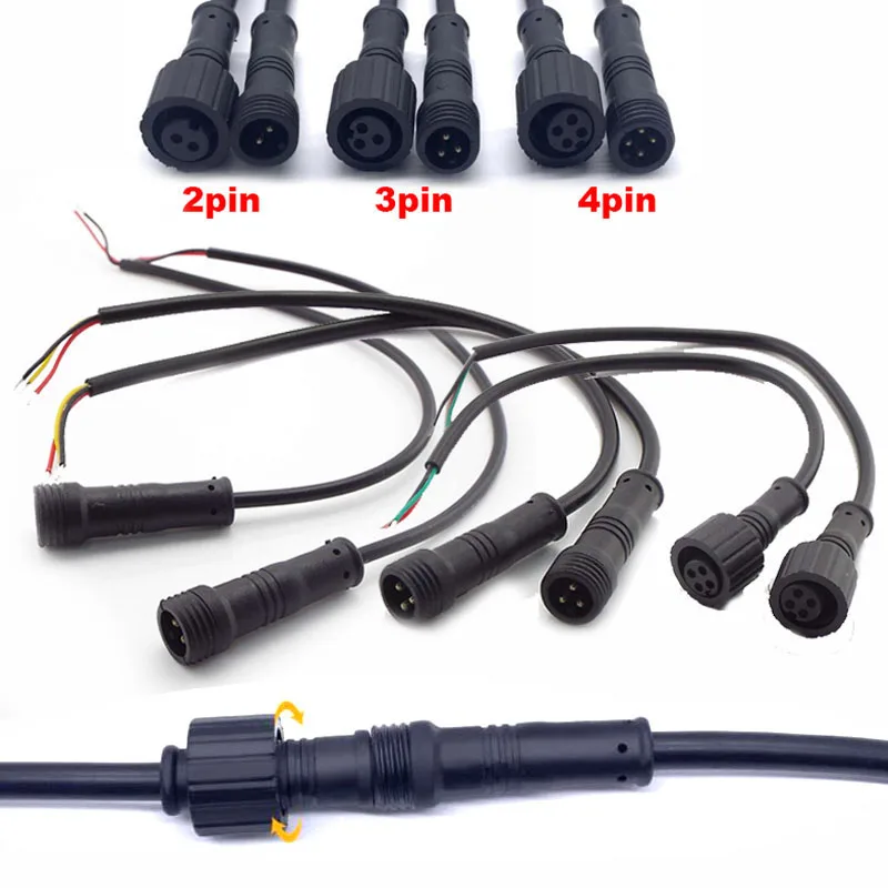 5pcs/Lot Waterproof Power Cable Male Female 2Pin 3Pin 4Pin Jack Plug Adapter Connector Wire 500V 3A Connector 20cm Cords L1
5pcs/Lot Waterproof Power Cable Male Female 2Pin 3Pin 4Pin Jack Plug Adapter Connector Wire 500V 3A Connector 20cm Cords L1