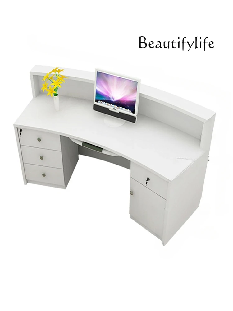 

Creative Arc Cashier Shop Reception Desk Light Luxury Semicircle Bar Welcome Guide Desk