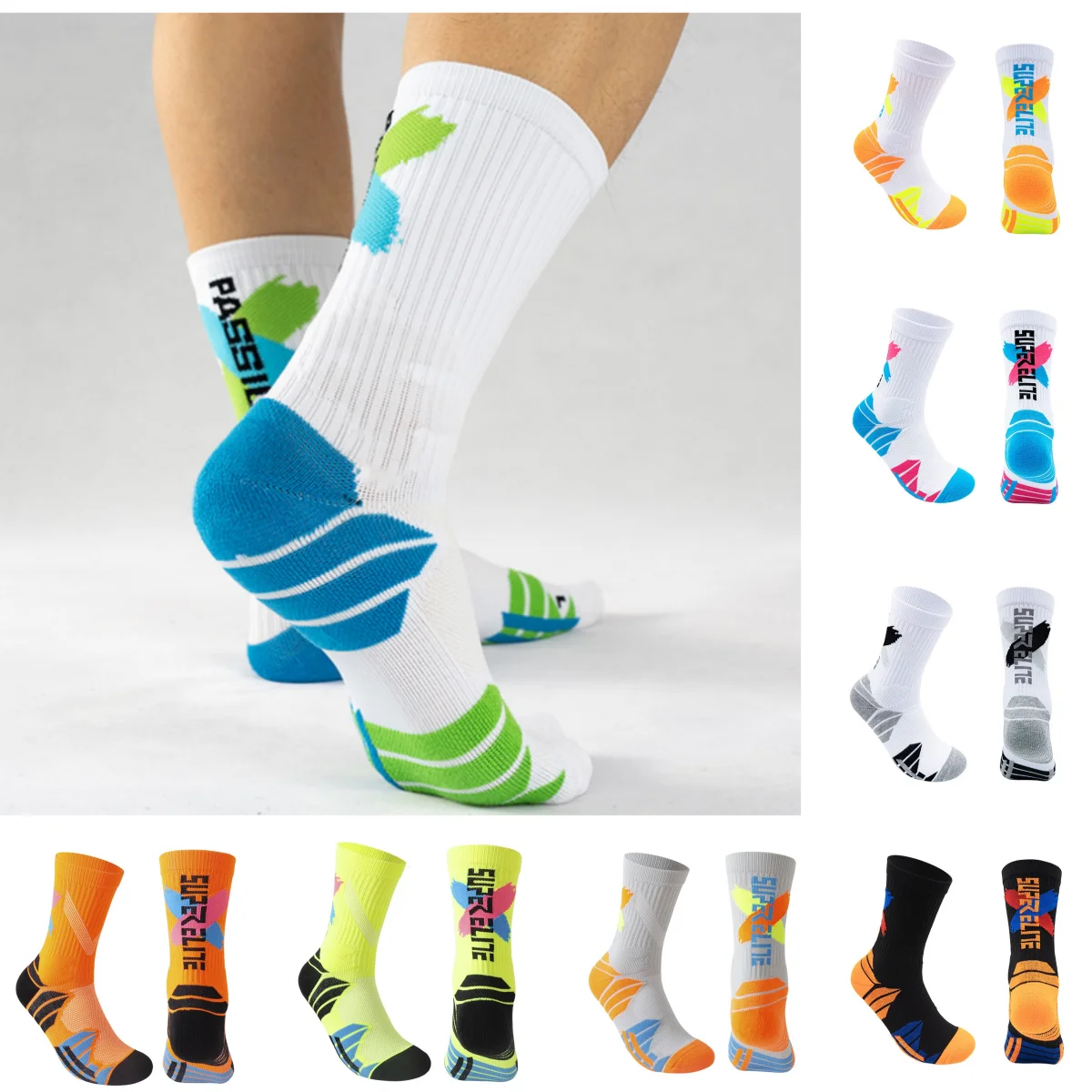 

Professional Basketball Cycling Socks Men Cushioned Outdoor Sport Elite Long Socks Kids Thick Compression Athletic Running Sock