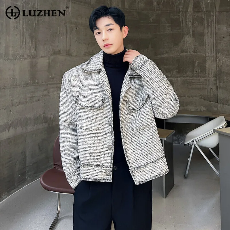 

LUZHEN Korean Woolen Jackets Trend Niche Desgin Men Fashion Style Casual Personality Male Clothing Autumn Winter Tide Top6098f3