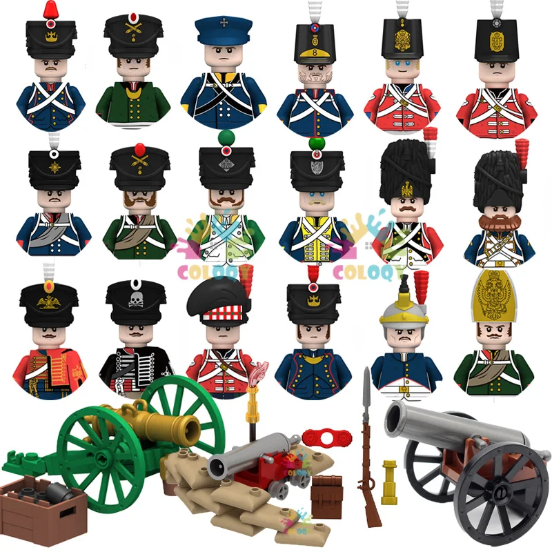 

New Napoleonic Wars Military Soldiers Building Blocks WW2 Mini Action Figures French British Fusilier Rifles Toys For Kids