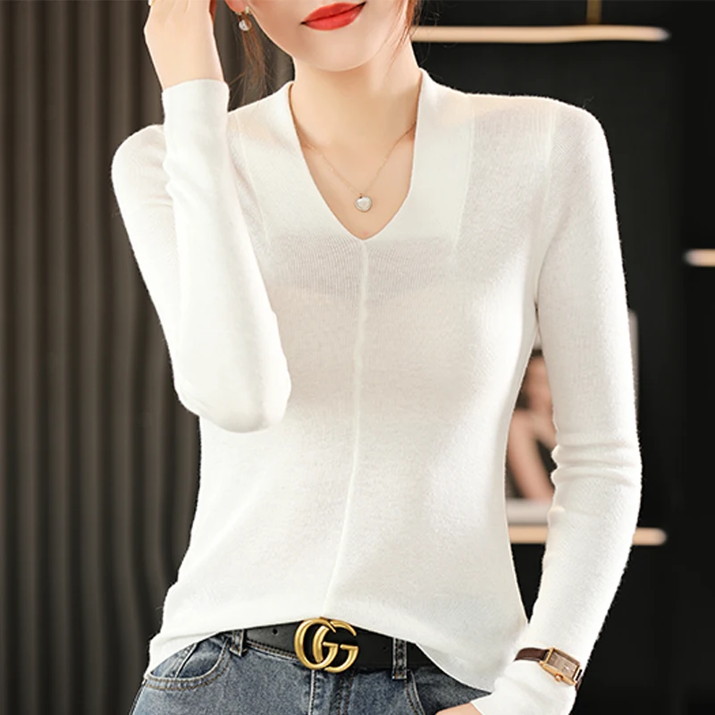 Chicken Neckline Fashionable Slim Fitting T-Shirt For Women's Spring Autumn Thin Style Pullover Imitation Wool Sweater Knit Top
Chicken Neckline Fashionable Slim Fitting T-Shirt For Women's Spring Autumn Thin Style Pullover Imitation Wool Sweater Knit Top