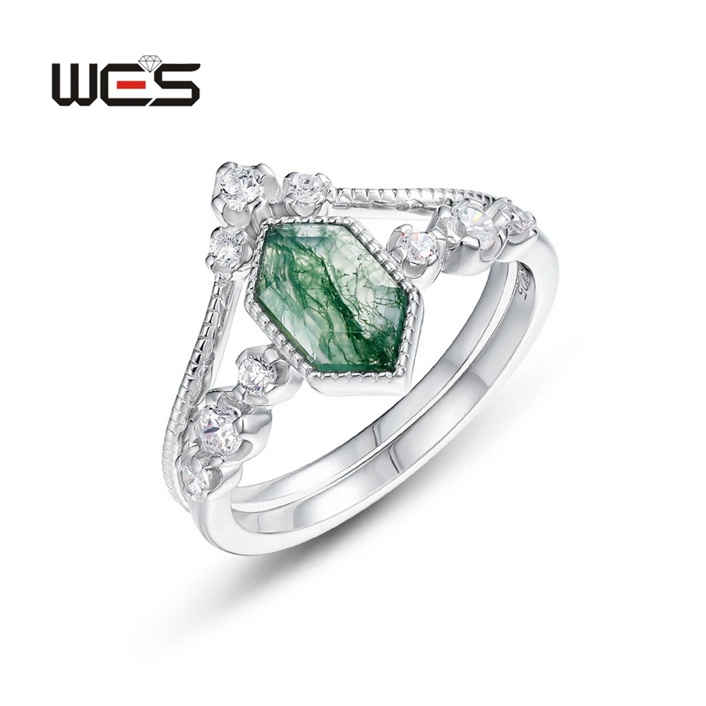 WES 925 Sterling Silver Natural Gemstone Stacking Rings 6*10mm Moss Agate Rings For Woman Wedding Party Christmas Gift Jewelry
WES 925 Sterling Silver Natural Gemstone Stacking Rings 6*10mm Moss Agate Rings For Woman Wedding Party Christmas Gift Jewelry