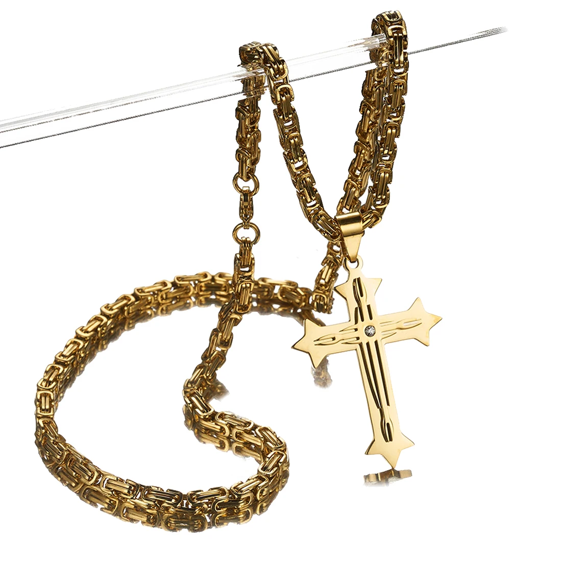 New Fashion Stainless Steel Men Women Silver/Gold Color Cross Pendant Necklace with 6mm Byzantine Link Chain Jewelry
New Fashion Stainless Steel Men Women Silver/Gold Color Cross Pendant Necklace with 6mm Byzantine Link Chain Jewelry