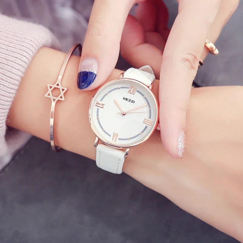 

NO.2 Kezzi Top Brand Ladies Watches Leather Female Big Dial Quartz Watch Women Thin Casual Strap Watch Reloj Mujer