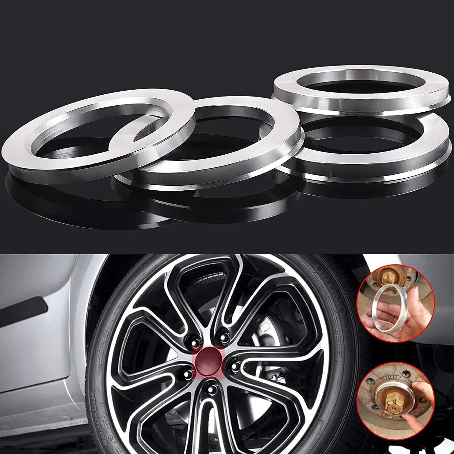 

4pcs Car Aluminium Alloy Wheel Hub Centric Rings center Bore 73.1-57.1 66.6-57.1 73.1-60.1 73.1-67.1 67.1-60.1 73.1-56.1 73.1-54