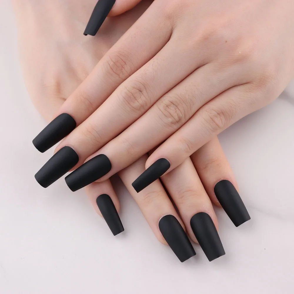 

Элегантные матовые накладные ногти 120 шт. черные белые плоские головки квадратные накладные ногти накладные съемные полное покрытие дизайн ногтей маникюр
