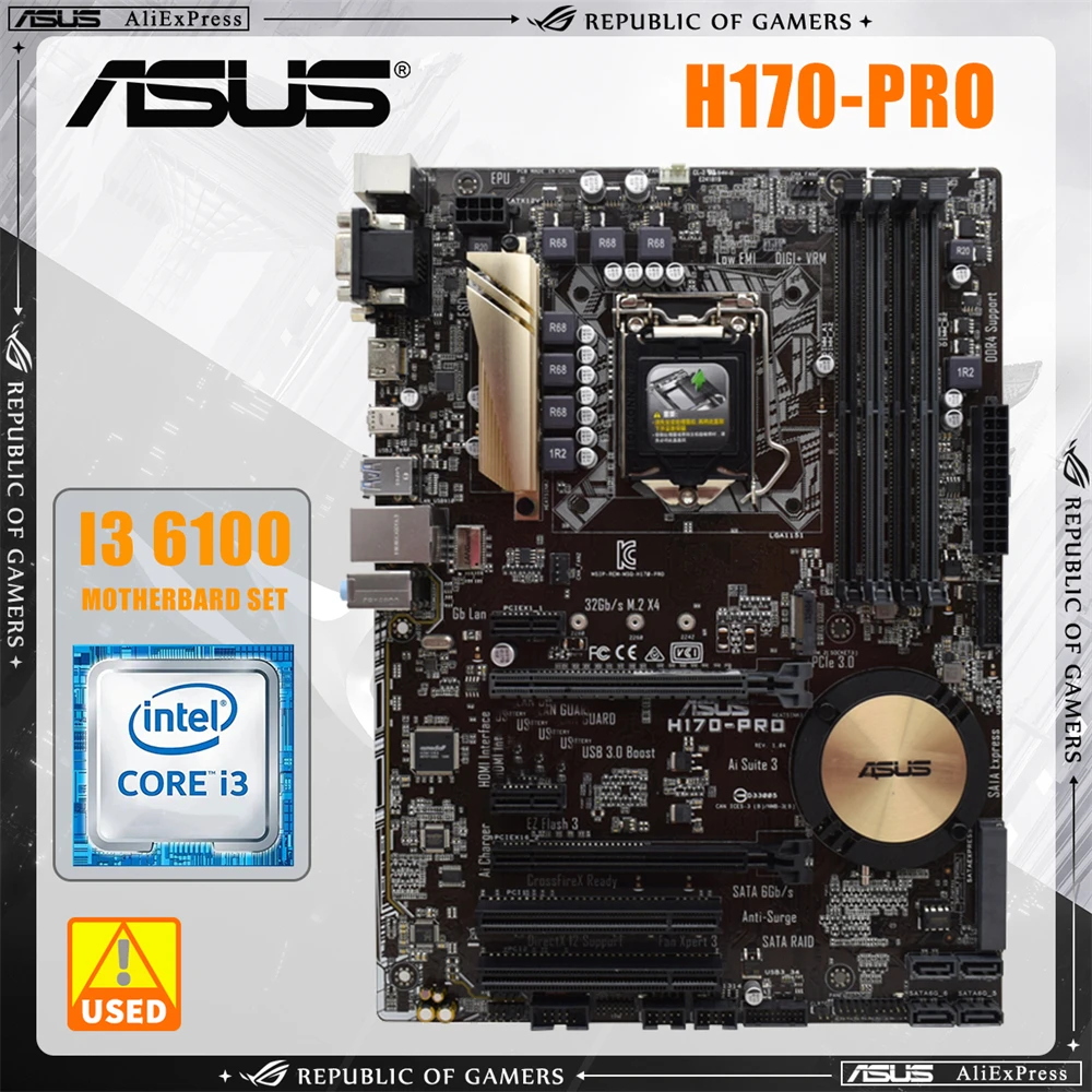 ASUS H170-PRO Motherboard Set LGA 1151 Suitable for Core i7/i5/i3 USB3.0 M.2 SATA3 i3 6100 CPU Motherboard Combination
ASUS H170-PRO Motherboard Set LGA 1151 Suitable for Core i7/i5/i3 USB3.0 M.2 SATA3 i3 6100 CPU Motherboard Combination