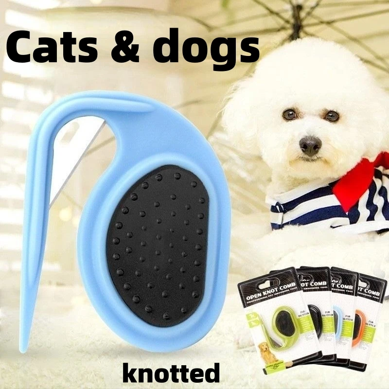 

Pet Knot Open Comb Cat Puppy Hair Shedding Carding Trimmer Comb Blade TPR Stainless Steel Dog Grooming Scissors Dog Accessories