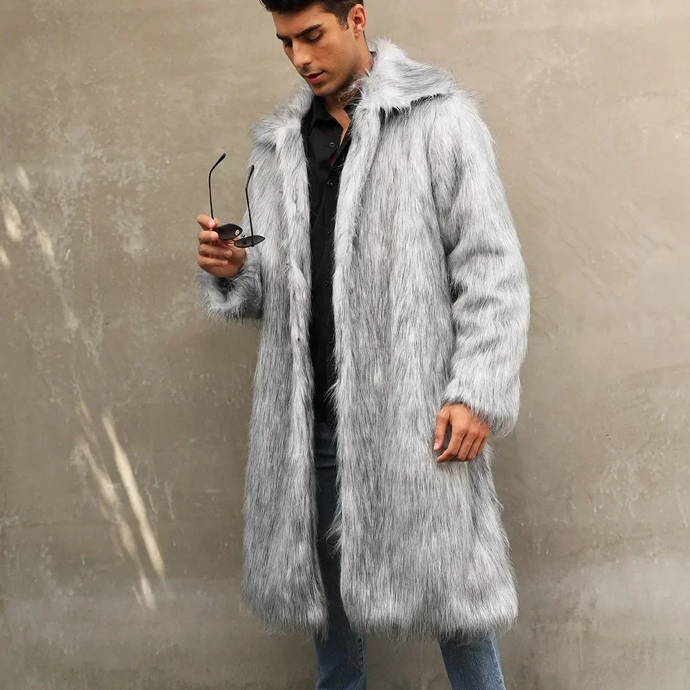 

Зимние толстые пушистые мужские куртки из искусственного лисьего меха пальто с длинным рукавом теплая пушистая верхняя одежда Роскошная меховая длинная куртка Мужские куртки