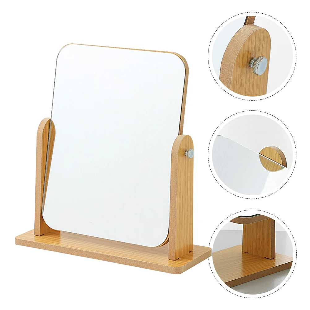 

Wooden Vanity Mirror Makeup Tabletop Simple Fold Rotating Angle Adjustable Student