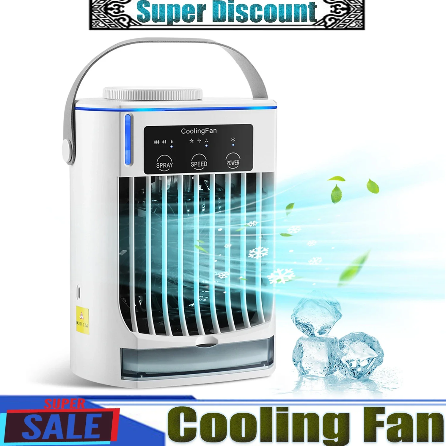 Electric Fan,Portable USB Mini Air Conditioner,Activated Carbon Purifier,3 Speeds Cooler Wind Water Spray 500ML Tank Humidifier
Electric Fan,Portable USB Mini Air Conditioner,Activated Carbon Purifier,3 Speeds Cooler Wind Water Spray 500ML Tank Humidifier