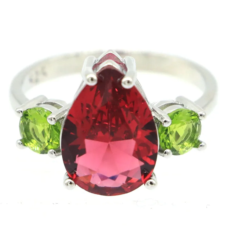 

4g 925 SOLID STERLING SILVER Ring Hot Sell Colorful Pink Morganite Rhodolite Garnet Green Peridot Ladies Party Many Sizes 6-11