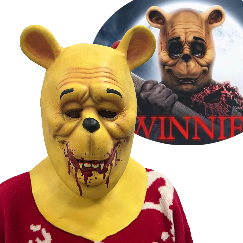 

Blood and Honey Bloody Terror Bear Mask Cosplay Winnie The Pooh Latex Horror Helmet Halloween Unisex Scary Headgear Costume Prop