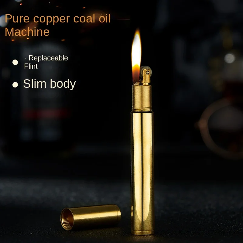 

New product creative personality fine smoke small mini grinding wheel ignition pure copper kerosene lighter wholesale
