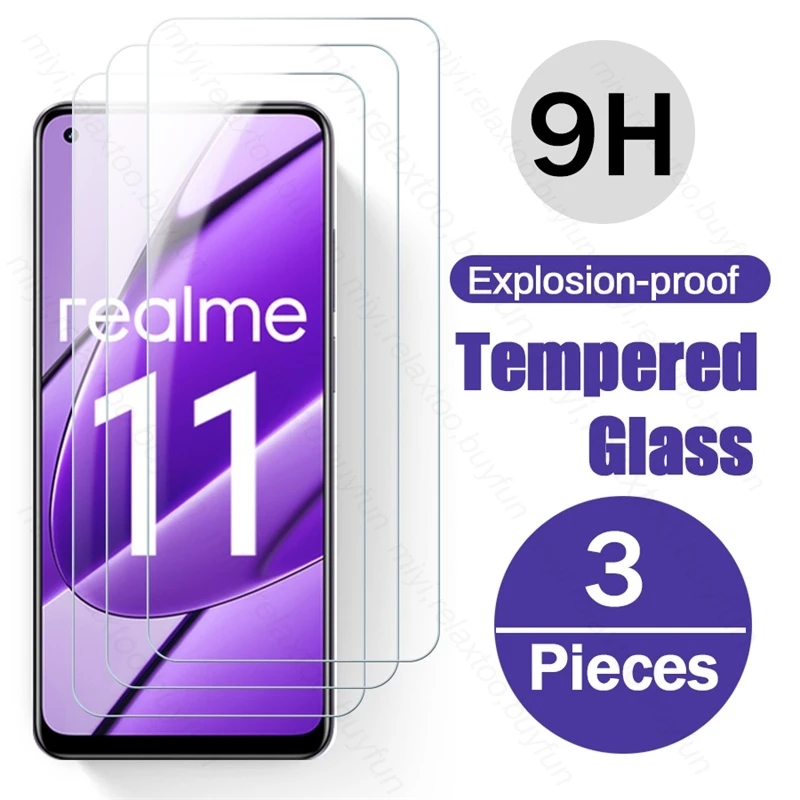 

3PCS Full Cover Tempered Glass For Realme11 Realme 11 4G NFC Safety Glass Realmi 11 4G Explosion-Proof Screen Protectors HD Film