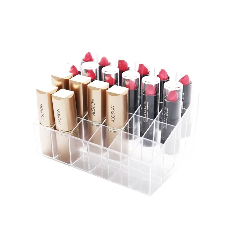 

Acrylic Makeup Organizer Storage Box 24 Grid Lipstick Nail Polish Display Stand Holder Cosmetic Organizer Box